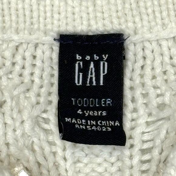 Vintage Baby Gap Zip Up Cardigan Sweater Girls 4T | Ivory Cable Knit - Picture 5 of 6